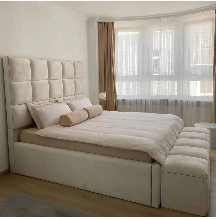 A restful bedroom setting in warm tones
